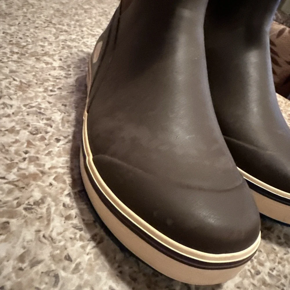 SHOWAVE Men's Waterproof Rubber Rain Boots Brown US 9 EU 42